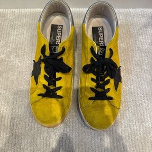 Yellow Suede Sneakers with Black Laces